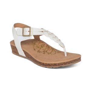 Aetrex Harper Braided Thong White
